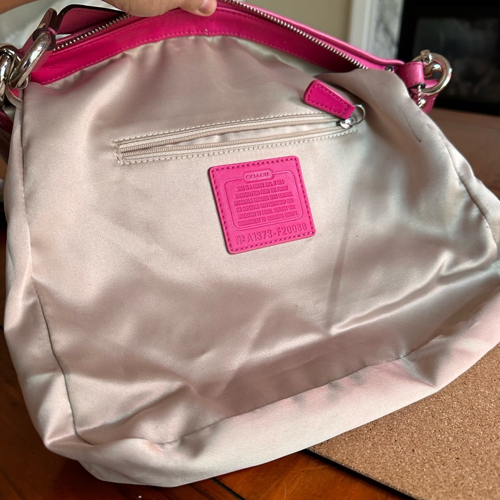Coach Ashley Dotted OP Art Signature Shoulder Bag, Cream/Pretty Pink, GUC - Picture 15 of 16